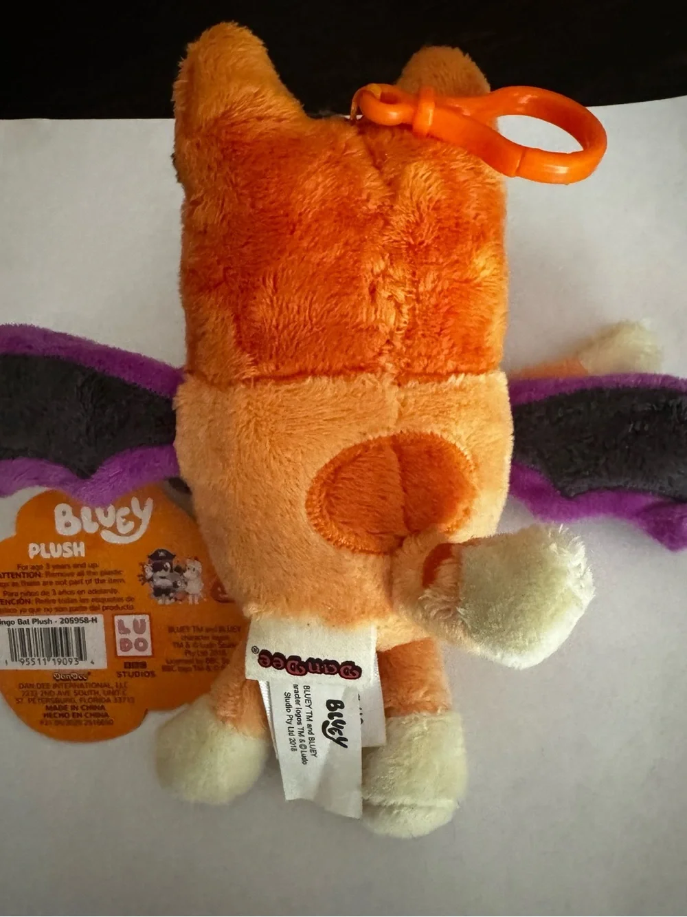 NWT! Official Bluey’s Halloween Bingo Bat Costume Plush, Backpack Clip!